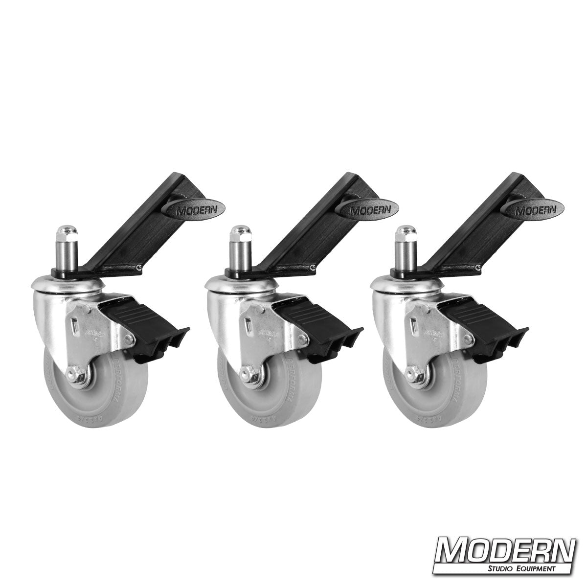 Wheels for Combo Stands set of 3 — heavy-duty caster wheels designed for Modern Studio Equipment Combo Stands used in film, TV, and photography lighting setups