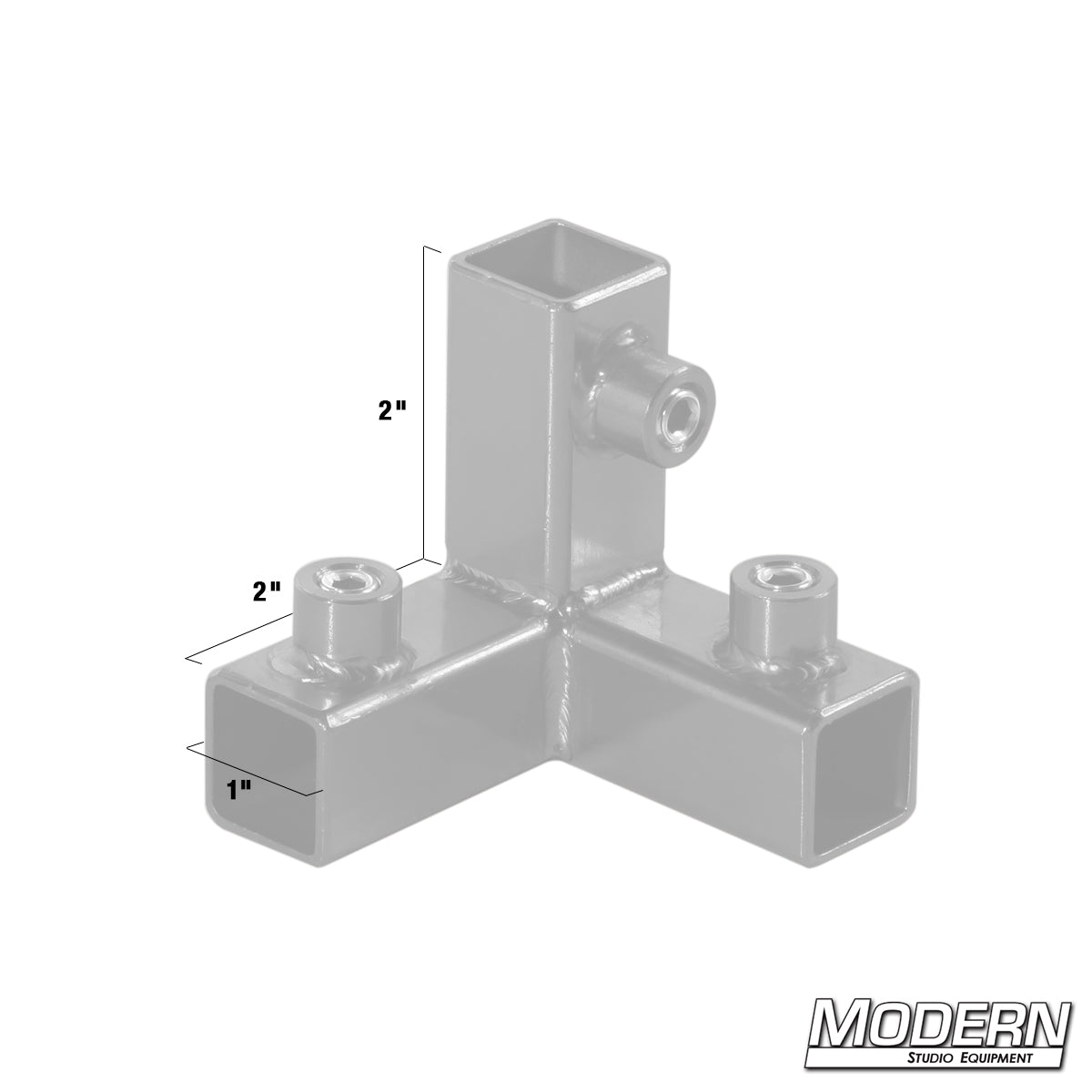 3-way corner connector for 3/4-inch square aluminum tubing – durable frame fitting for film, stage, and studio grip equipment