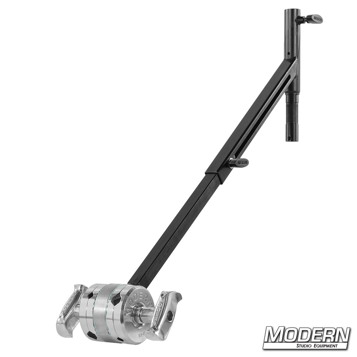 Close-up of Telescoping Grip Helper clamp and extension tube used in film production