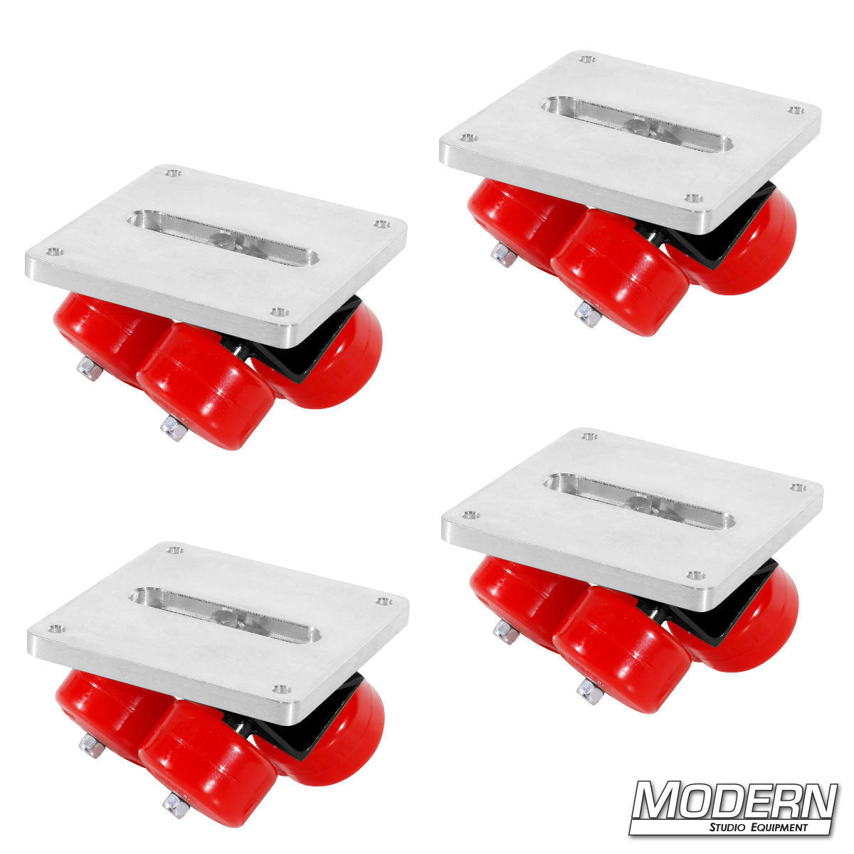 Set of 4 Four Wheels Per Corner Skateboard Brackets for secure and balanced rigging support in film and studio production setups