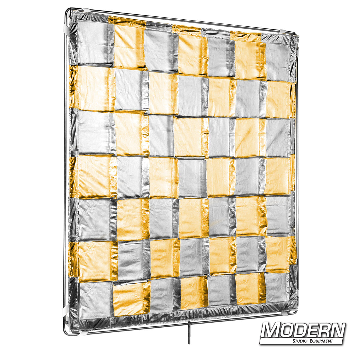 4-foot by 4-foot slip-on shiny-board reflector for directing and enhancing light bounce in professional film, television, and photography lighting setups.