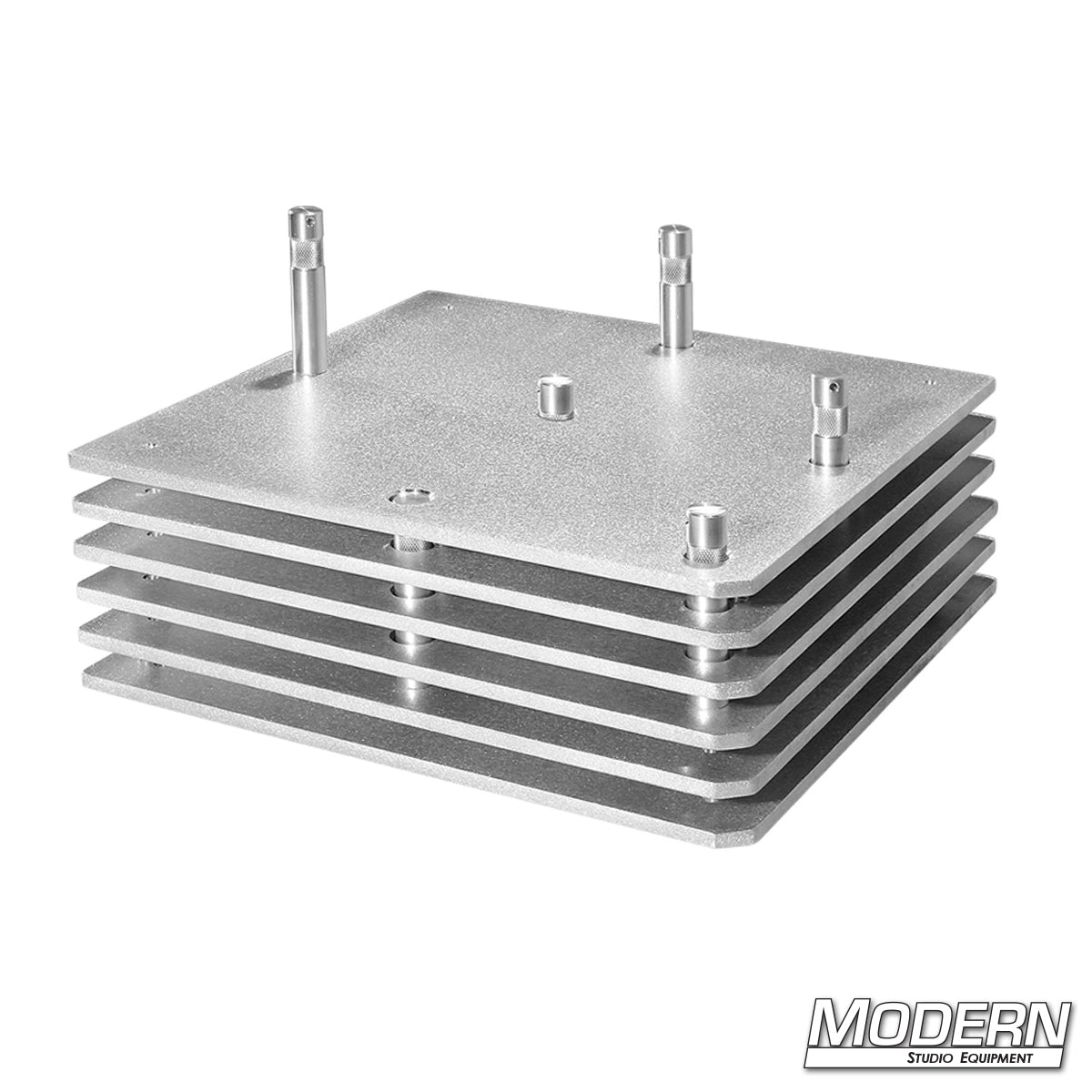12-Inch x 12-Inch Stacking Plates – Set of 6 with 5/8-Inch Baby Pins for Professional Film Lighting and Grip Rigging | Modern Studio Equipment.