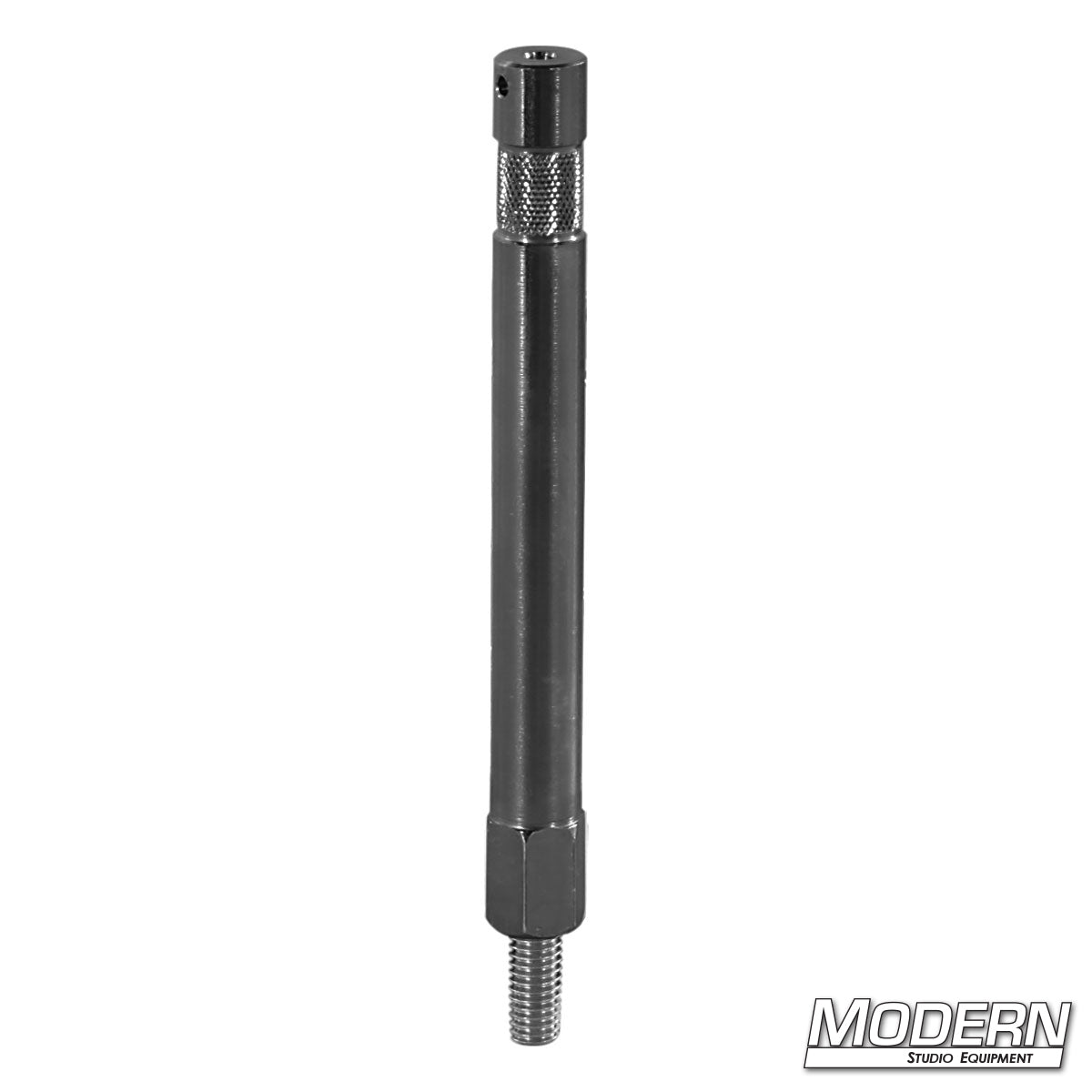 6″ steel baby pin with 3/8″-16 male thread — side view