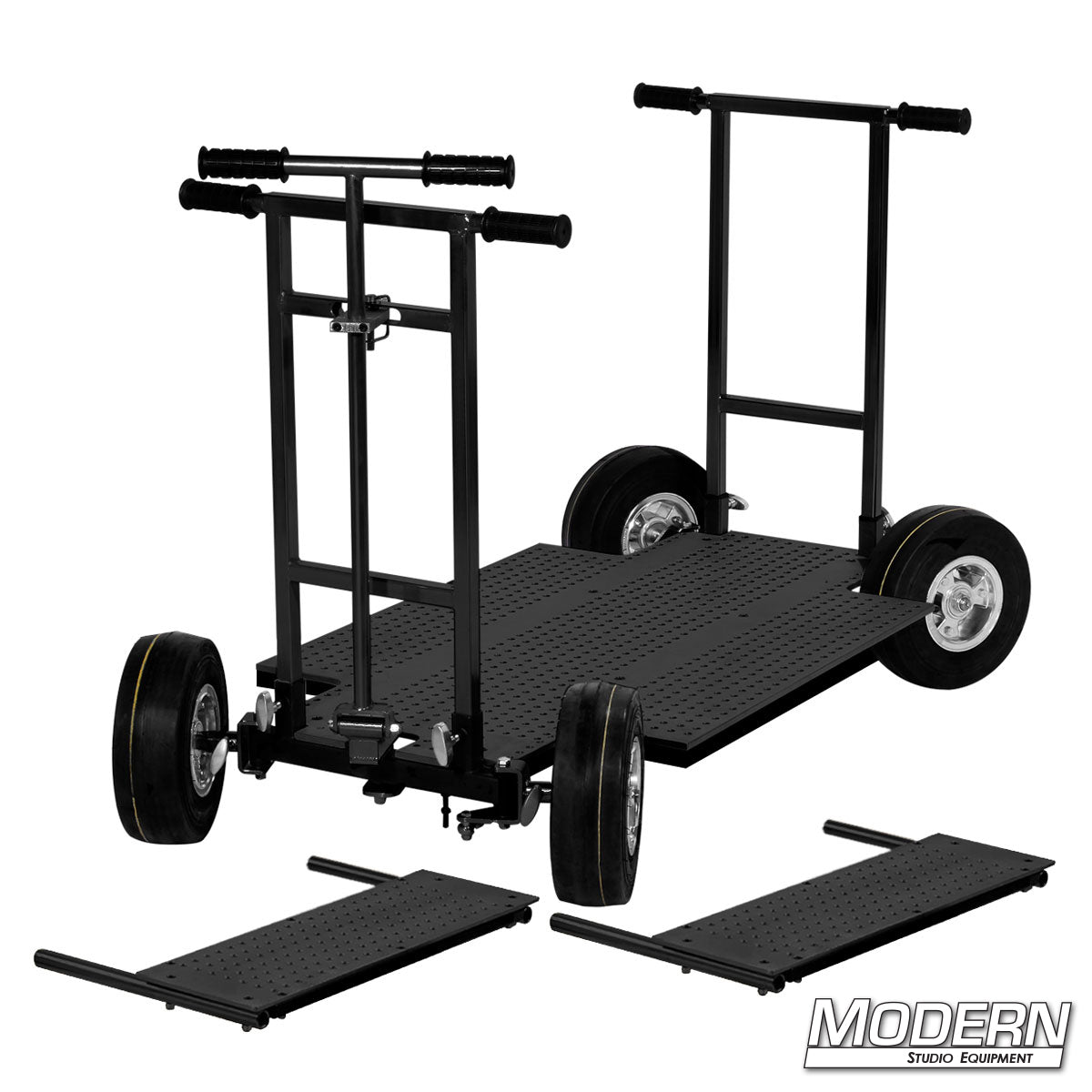 Cheese Plate Doorway Dolly with 4-Way Steering – Heavy-duty film dolly with precision cheese plate deck and 4-way steering for smooth, controlled camera movement.