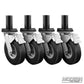 Set of four caster wheels with black tires and metal brackets on a white background, branded 'Modern Studio Equipment'.