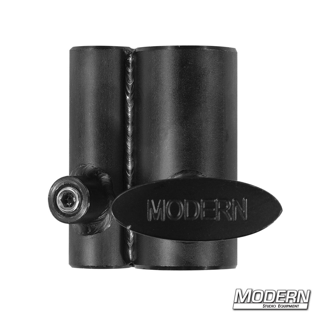 Close-up of Baby Receiver to Junior Receiver adapter showing precision-machined steel construction | Modern Studio Equipment