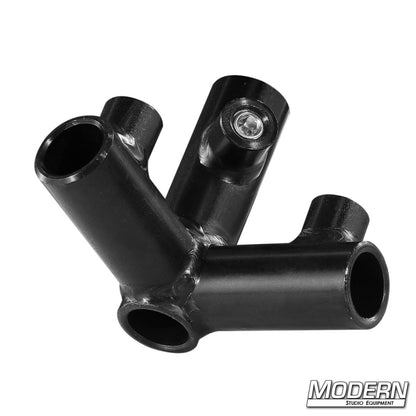 3-way corner connector for 5/8″ rods — perspective view