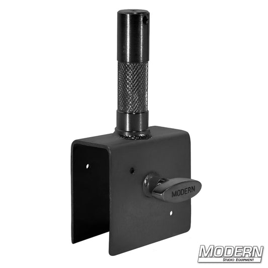 2x4 bailin bracket with 1-1/8 inch pin for film and TV grip rigging, slip-on steel mounting bracket for lights and accessories