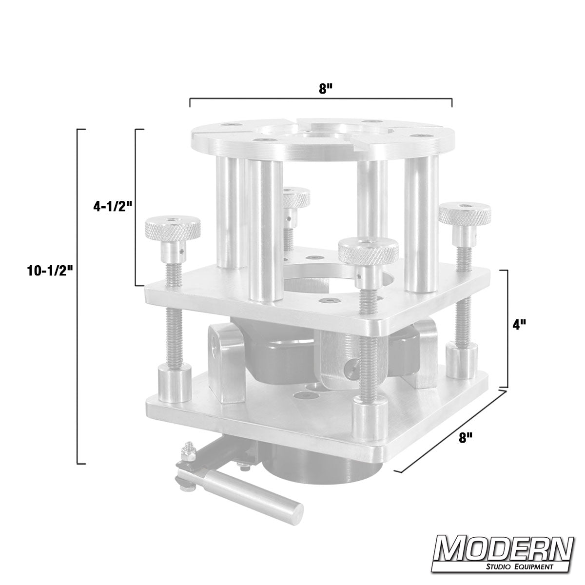 Modern Bazooka 4-Way Leveling Head on tripod measurements. 