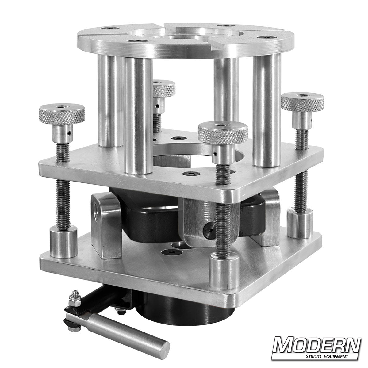 Modern Bazooka 4-Way Leveling Head on tripod.