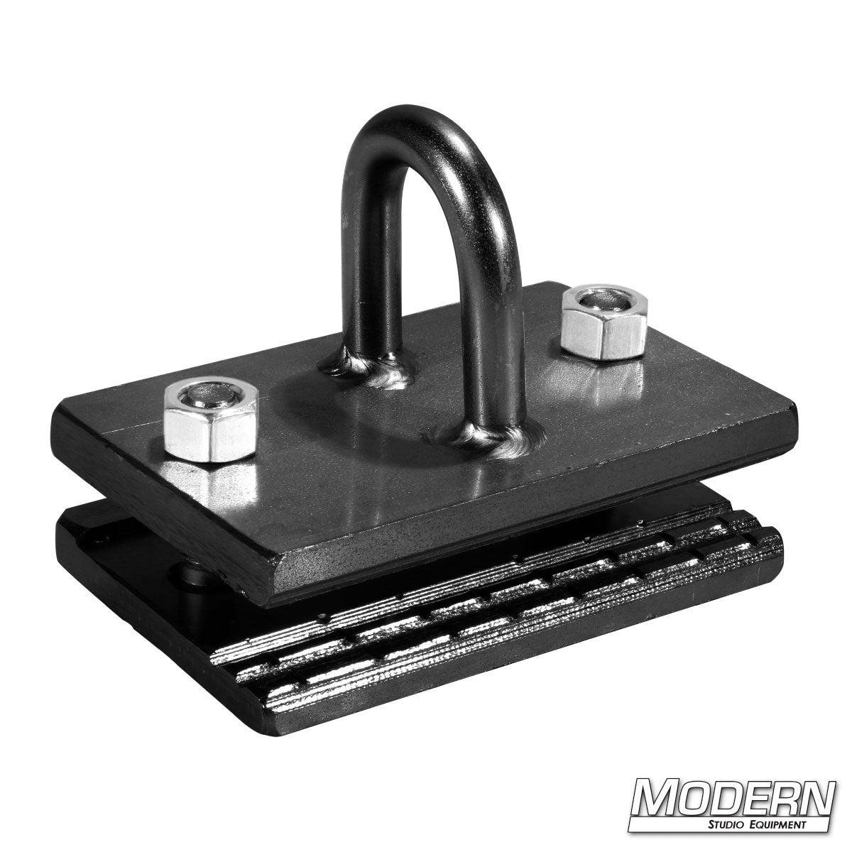 Black metal bracket with a U-shaped bar and nuts on a white background, branded 'Modern Studio Equipment'.