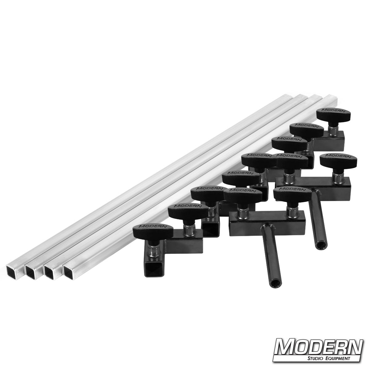 4′×4′ grip frame with full-length 4′ tubes and T-Handles— perspective view | Modern Studio Equipment