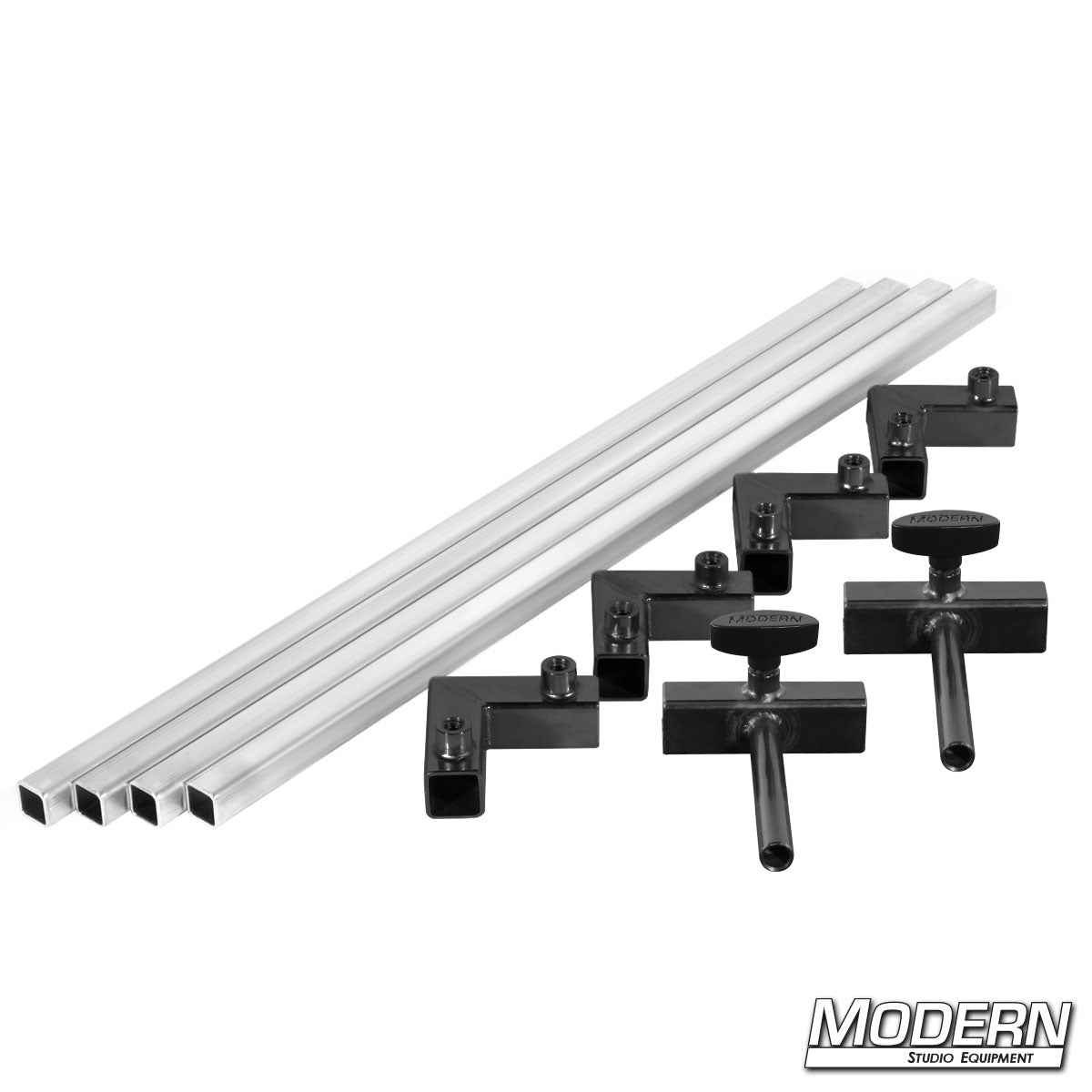 4′×4′ grip frame with full-length 4′ tubes and Flip Flop ears — perspective view | Modern Studio Equipment