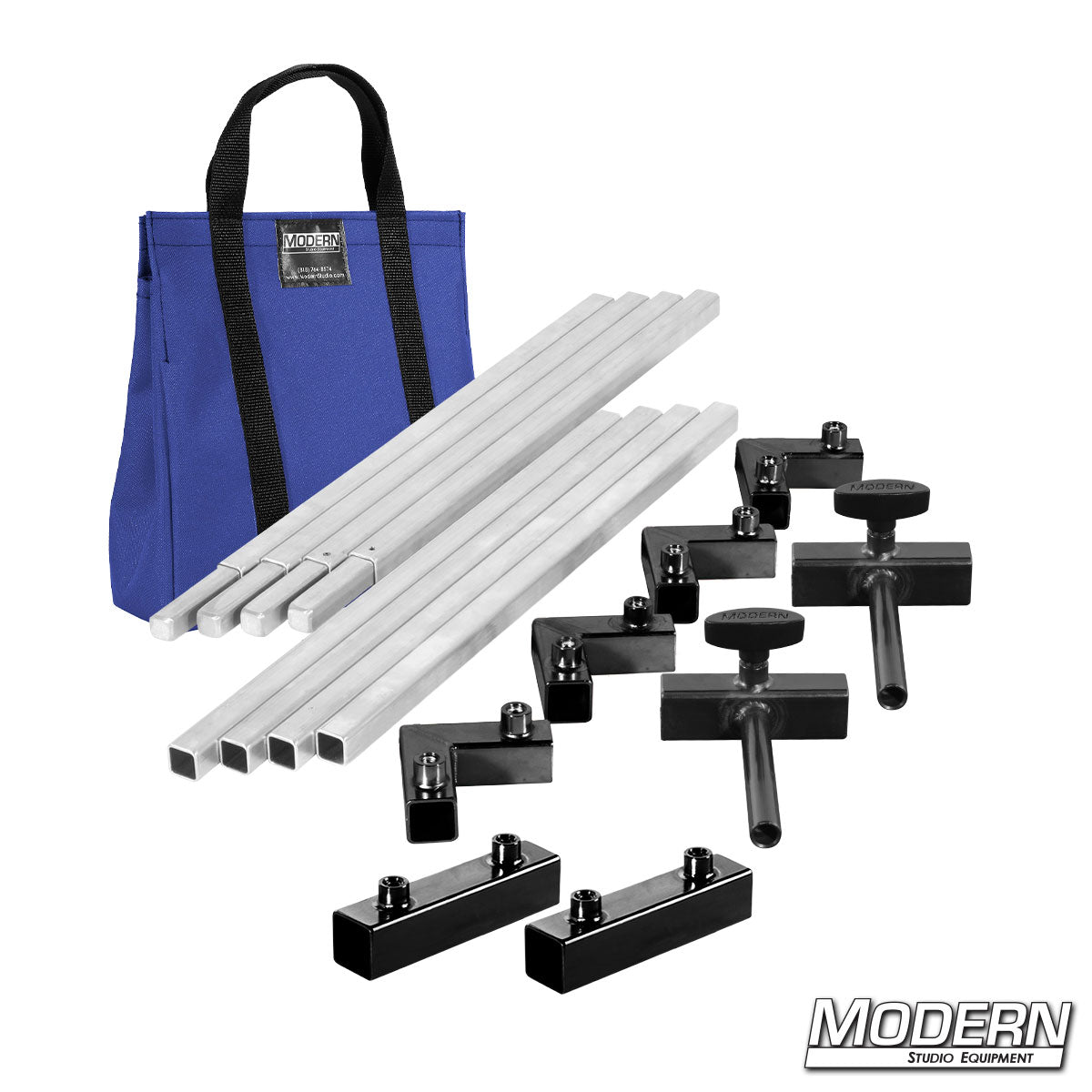 4′×4′ frame (2′ tubes) —Blue bag With quick-connect corners and Flip Flop pins | Modern Studio Equipment