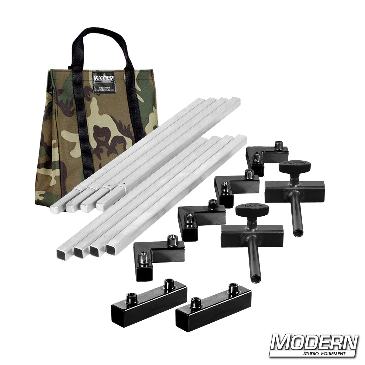 4′×4′ frame (2′ tubes) —Camo bag With quick-connect corners and Flip Flop pins | Modern Studio Equipment