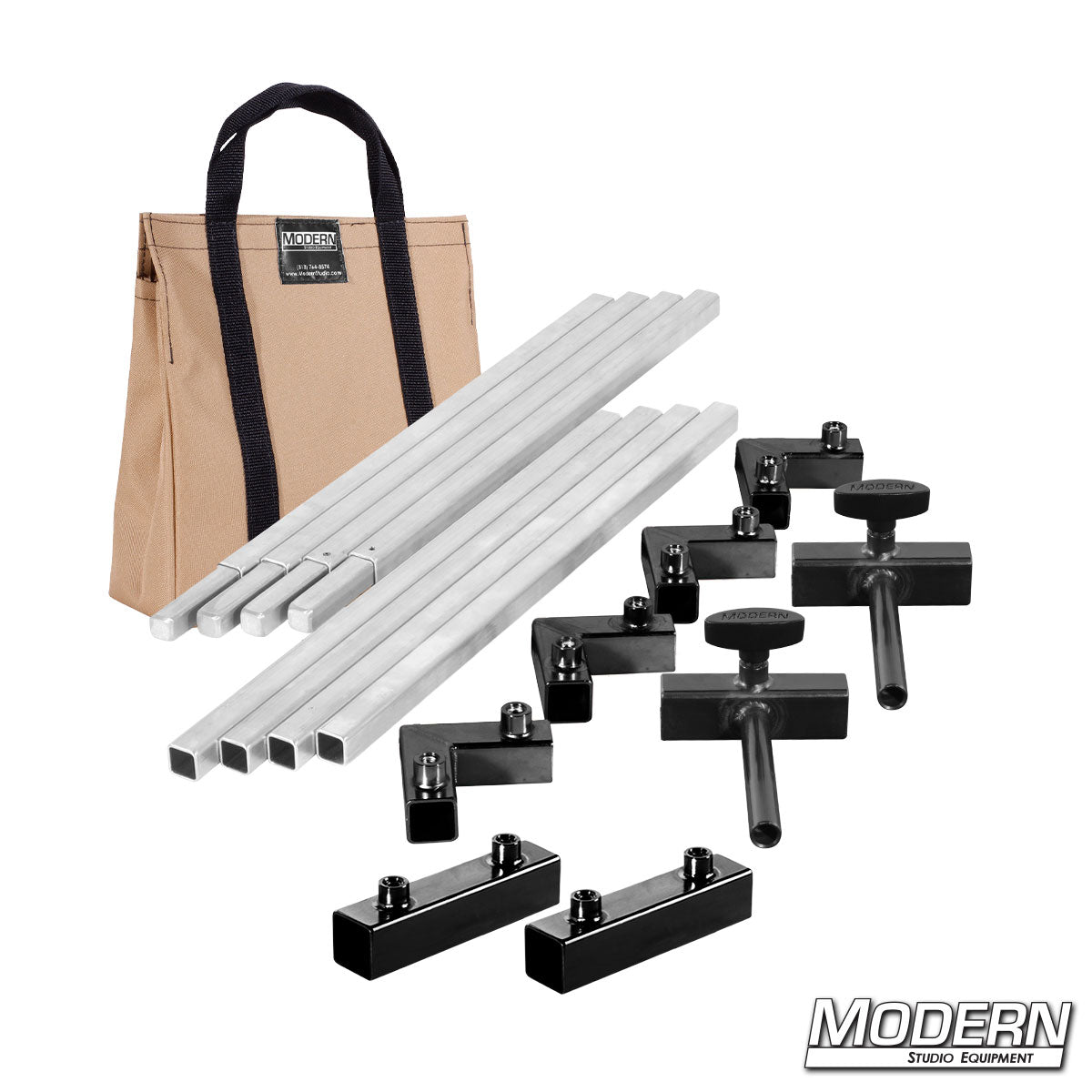 4′×4′ frame (2′ tubes) —Tan bag With quick-connect corners and Flip Flop pins | Modern Studio Equipment