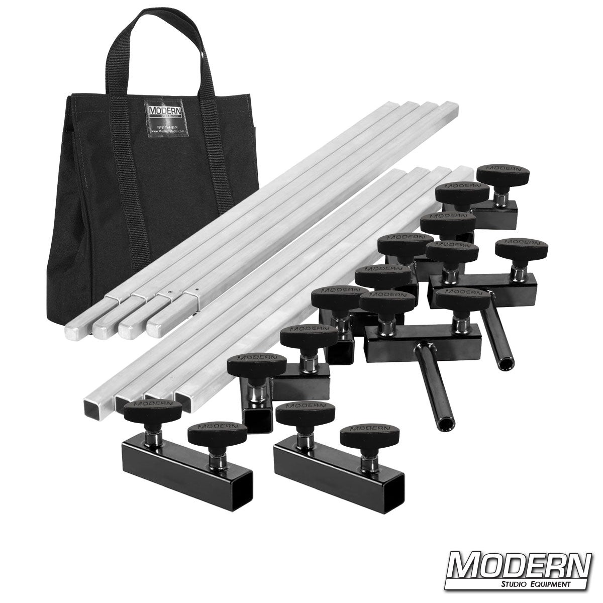 6′×6′ frame kit (3′ tubes) with T-handles — Black carry bag | Modern Studio Equipment