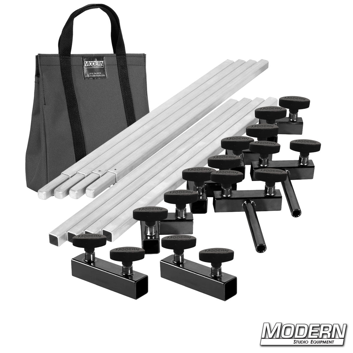 6′×6′ frame kit (3′ tubes) with T-handles — gray carry bag | Modern Studio Equipment