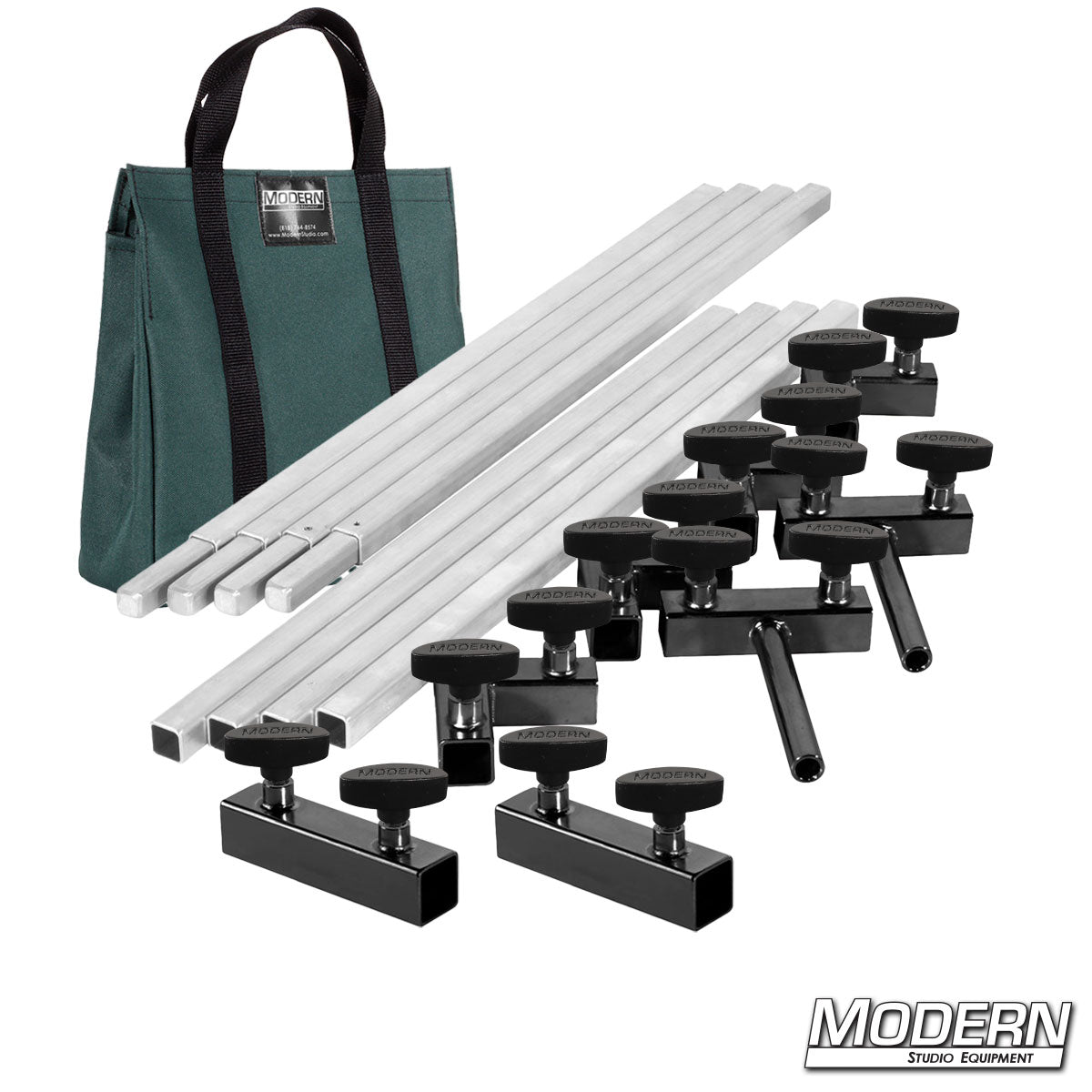 6′×6′ frame kit (3′ tubes) with T-handles — green carry bag | Modern Studio Equipmen