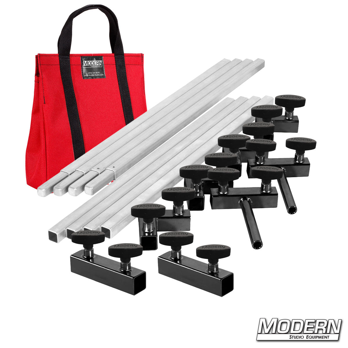 6′×6′ frame kit (3′ tubes) with T-handles — red carry bag | Modern Studio Equipment