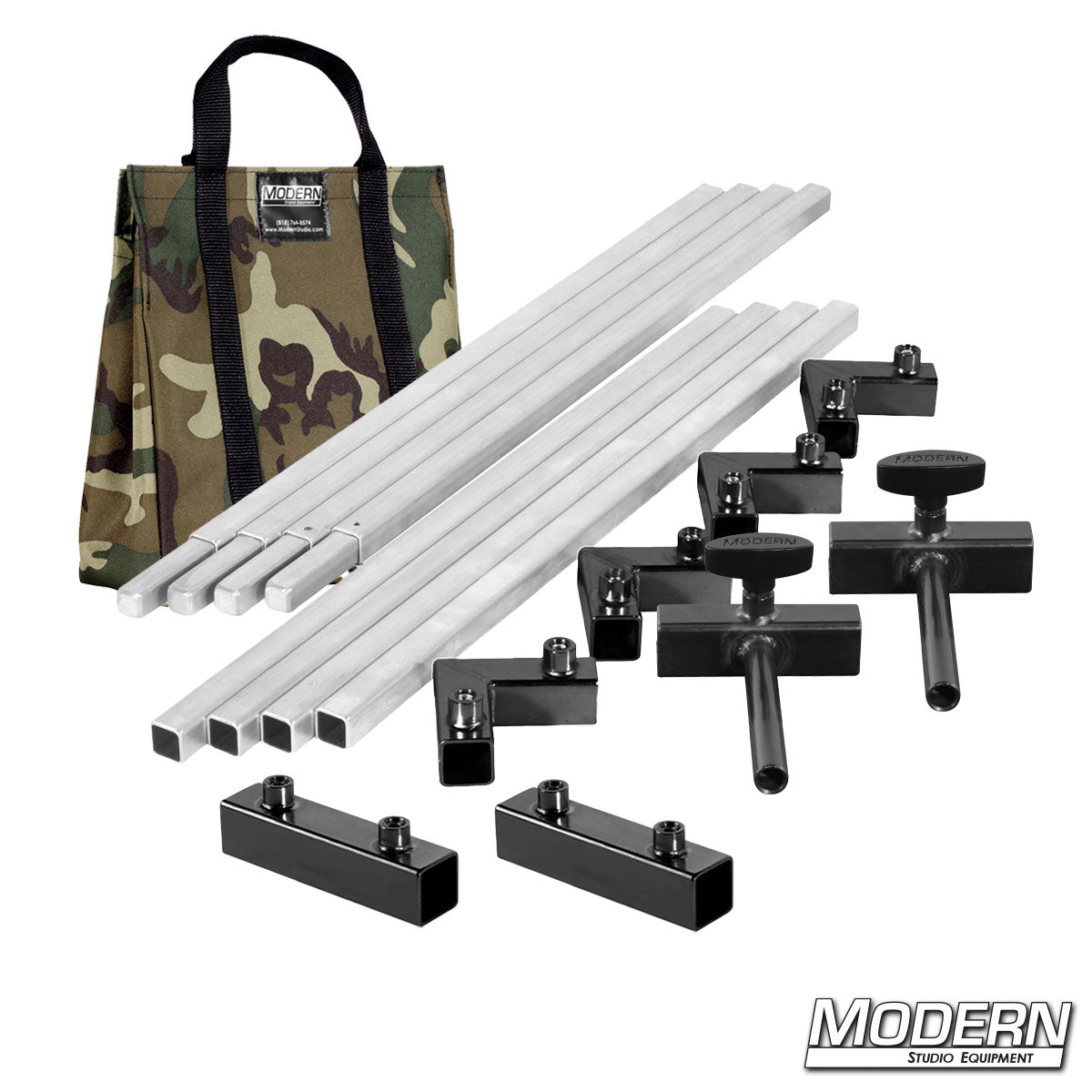 6′×6′ frame kit (3′ tubes) with flip flop ears and Camo bag | Modern Studio Equipment