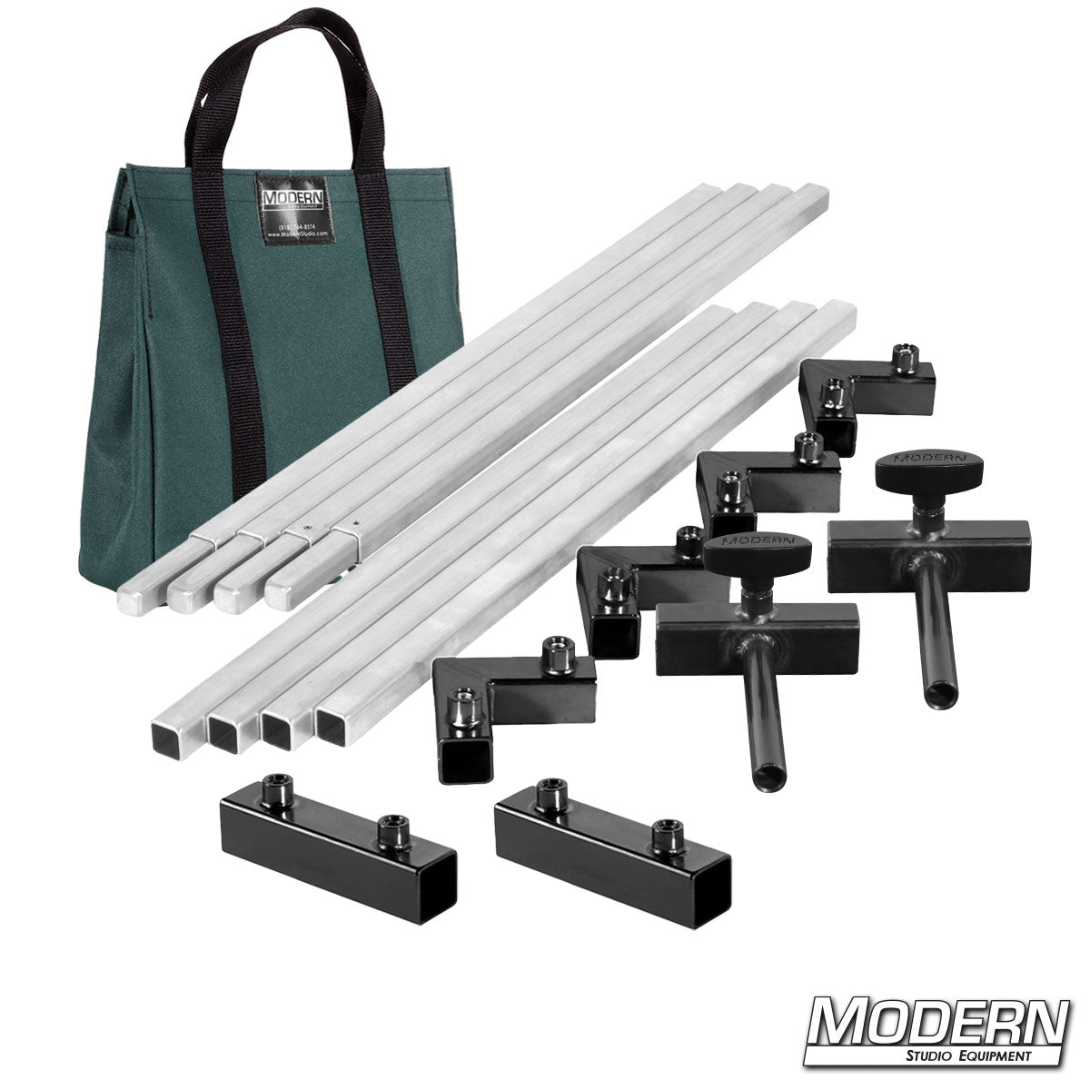 6′×6′ frame kit (3′ tubes) with flip flop ears and Green bag | Modern Studio Equipment