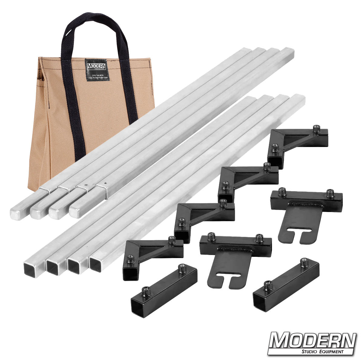 8x8 frame complete with 4-foot tubes in Tan finish for film rigging and light control.”