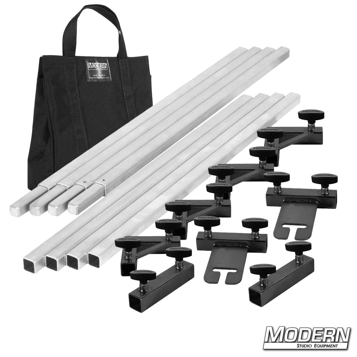 8x8 frame complete with black bag, 4-foot tubes and with T-Handles for film rigging and light control.”
