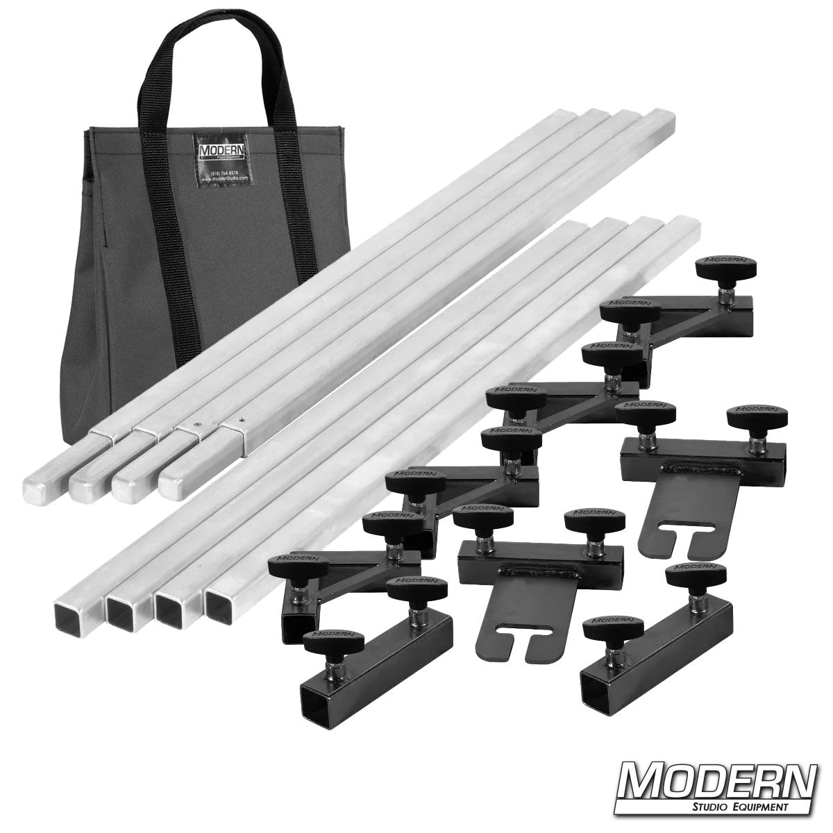 8x8 frame complete with Gray bag, 4-foot tubes and with T-Handles for film rigging and light control.”