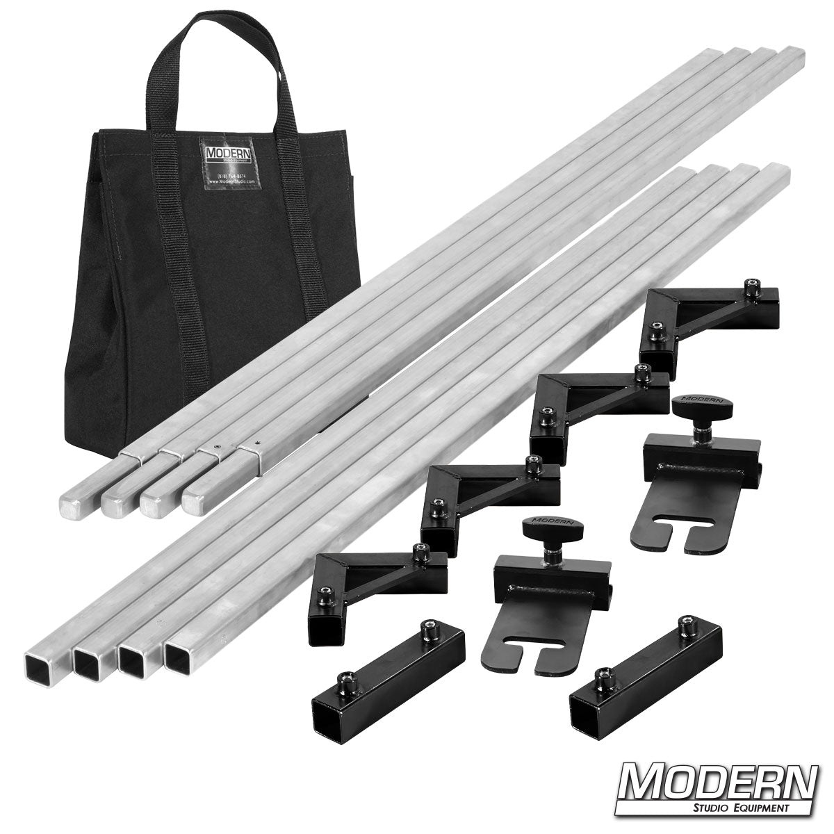 12' x 12' Breakdown Frame with black transport bag and ears– professional grip frame system for on-set lighting | Modern Studio Equipment