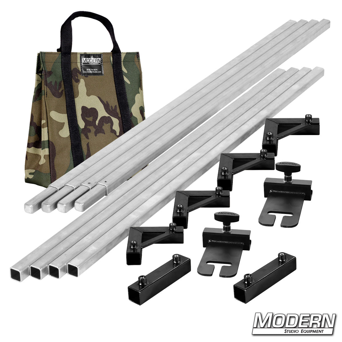 12' x 12' Breakdown Frame with camo transport bag and ears– professional grip frame system for on-set lighting | Modern Studio Equipment