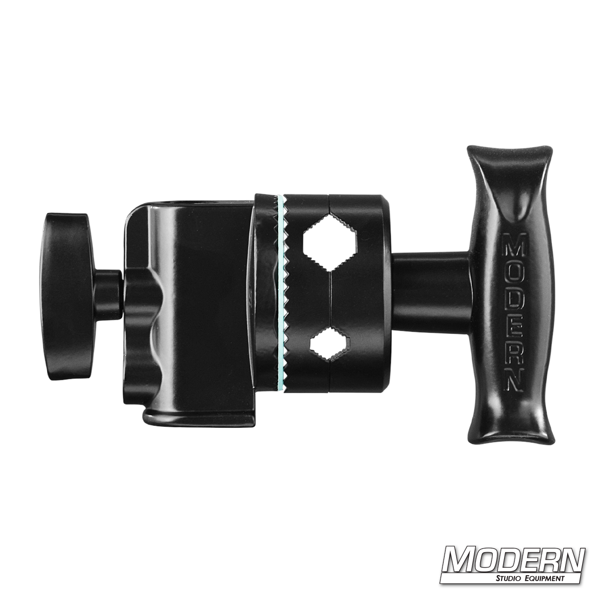 2-1/2 inch black anodized grip head for mounting flags, scrims, cutters, and lighting control accessories in professional film and television production