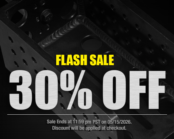 30% off sitewide flash sale banner featuring welded film grip hardware and production rigging equipment background for Modern Studio Equipment