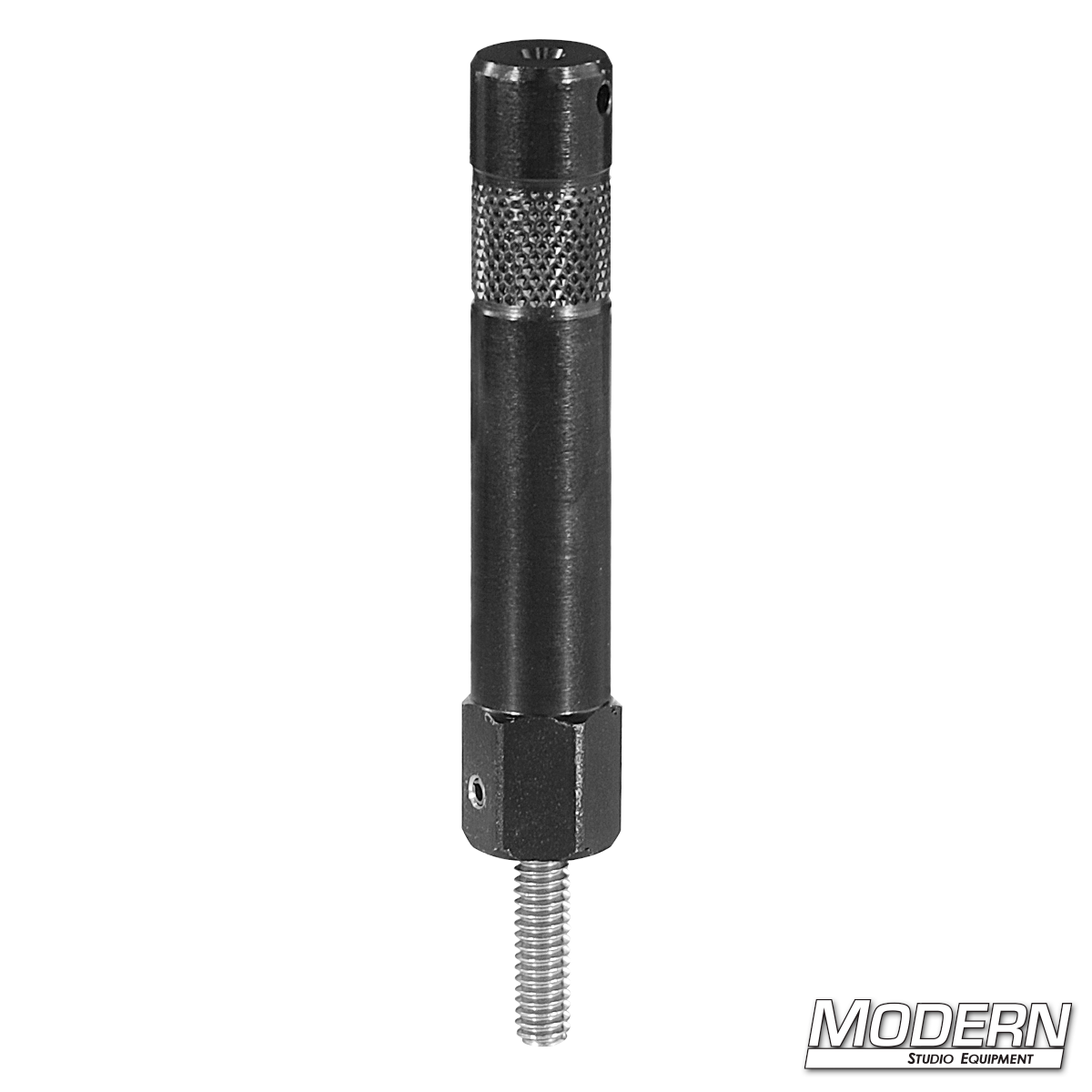 3 inch steel baby pin with 1/4-20 male thread for mounting cameras, monitors, lighting accessories, and production equipment to standard baby receivers