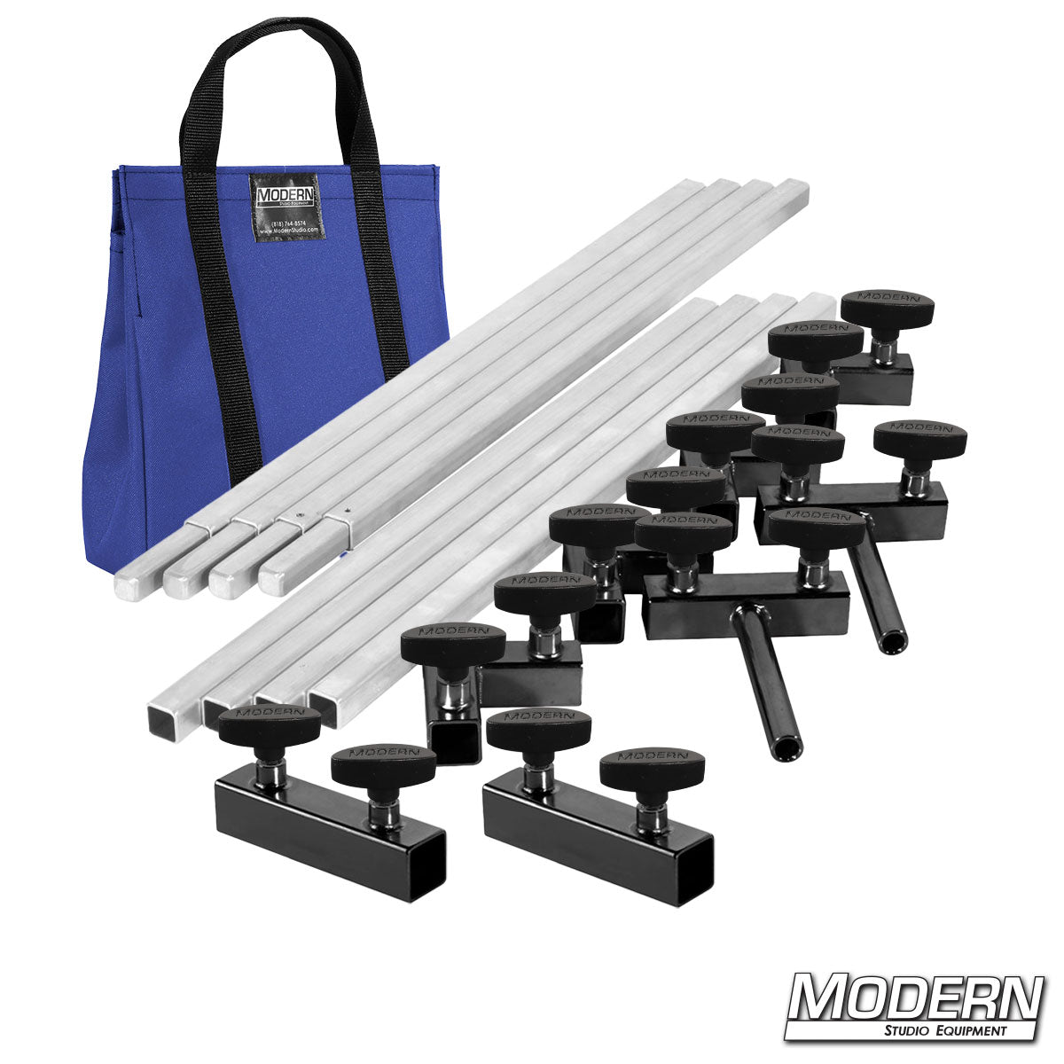 6′×6′ frame kit (3′ tubes) with T-handles — Blue carry bag | Modern Studio Equipment