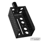 Heavy-duty camera L-plate with integrated starter fitting and precision mounting holes for camera rigging, support systems, and motion picture production applications