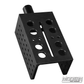 Heavy-duty camera L-plate with integrated starter fitting and precision mounting holes for camera rigging, support systems, and motion picture production applications