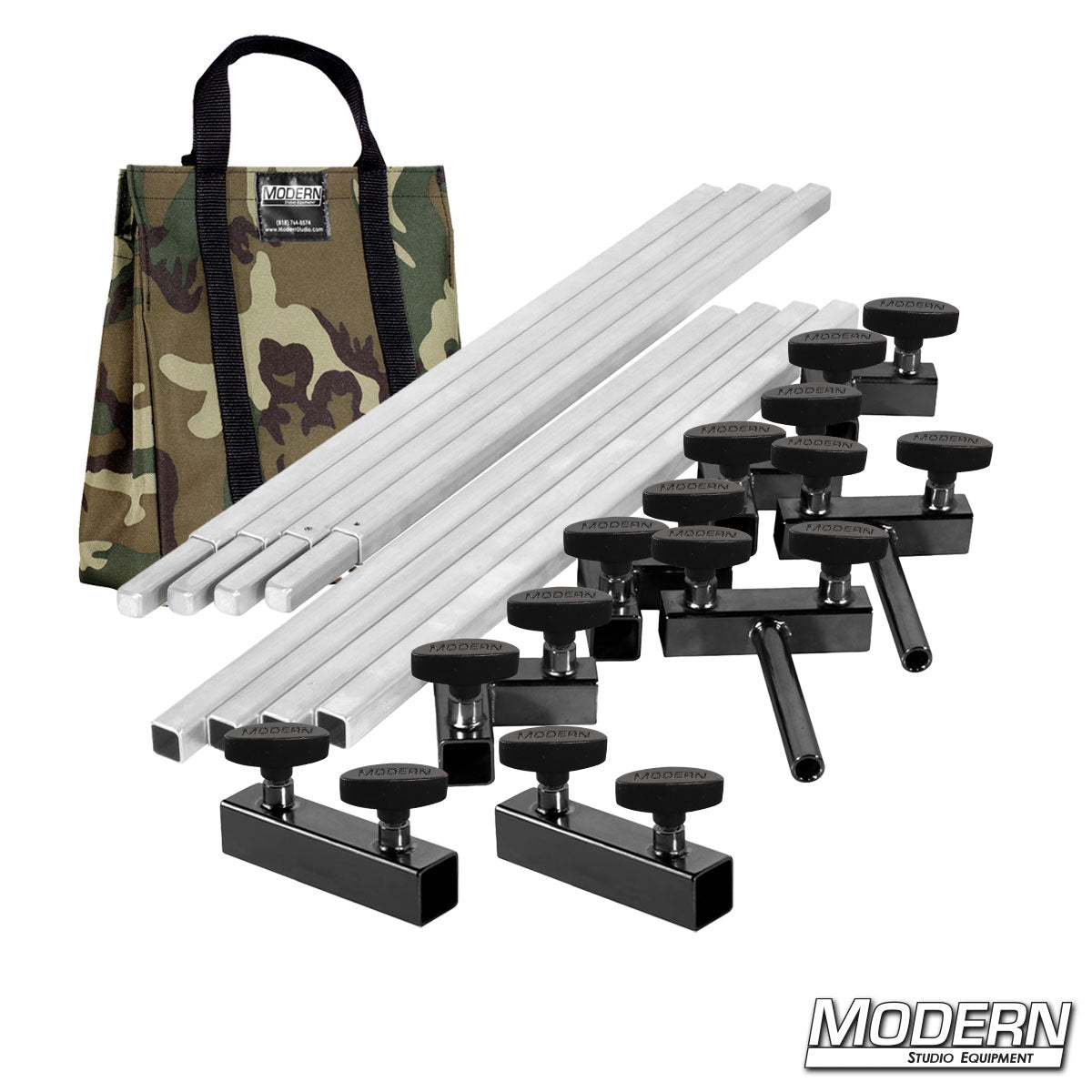 6′×6′ frame kit (3′ tubes) with T-handles — camo carry bag | Modern Studio Equipment