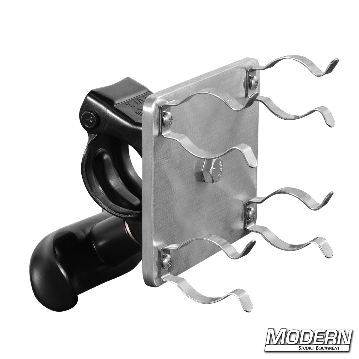 Dual T12 fluorescent lamp holders with integrated grid clamp for mounting fluorescent tubes in film, television, and studio lighting applications
