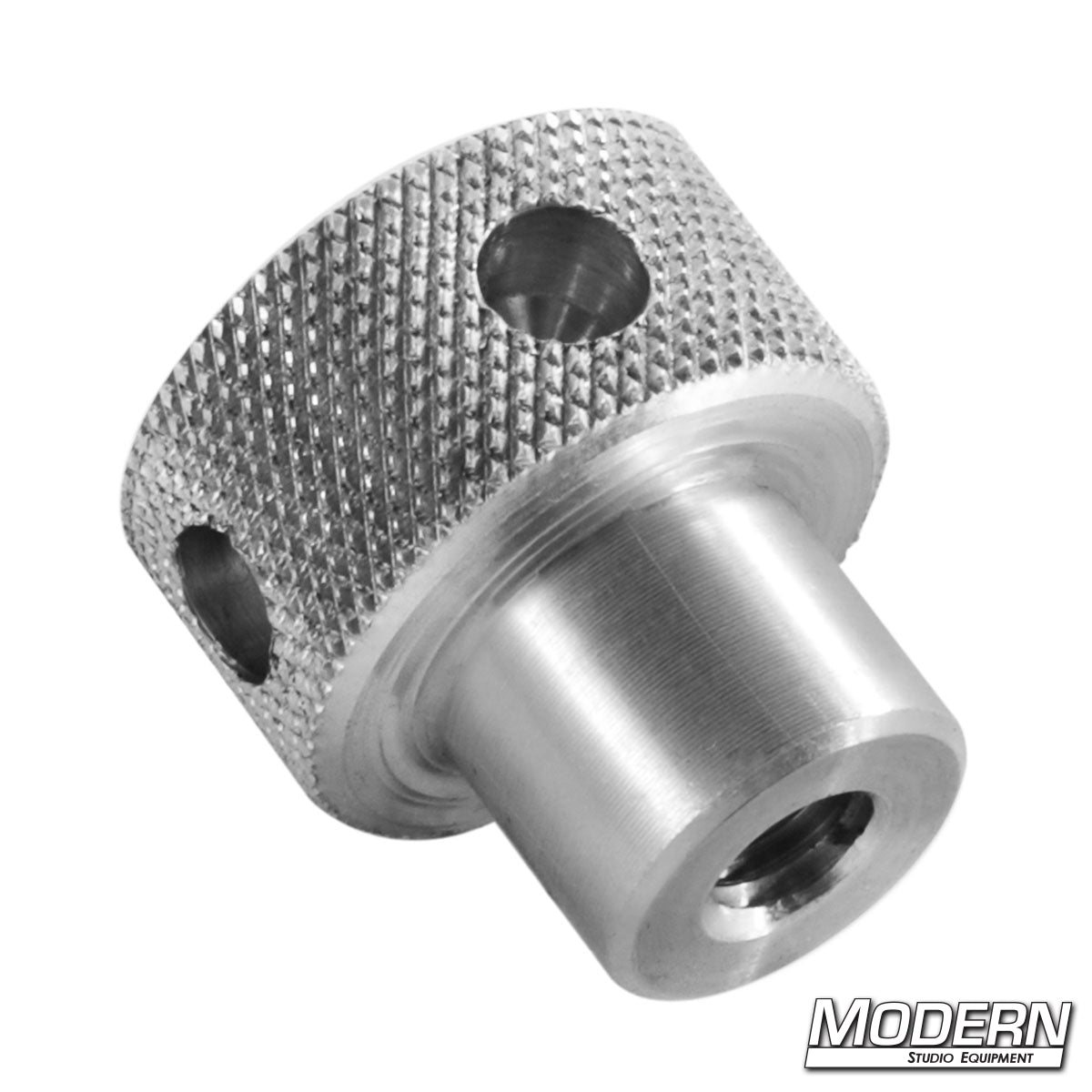 Angled view of Knurled Knob with 5/16-18 female thread for film production grip hardware | Modern Studio Equipment