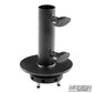 A black metal Mitchell to 1-1/4 inch adapter for film set equipment with T_handles