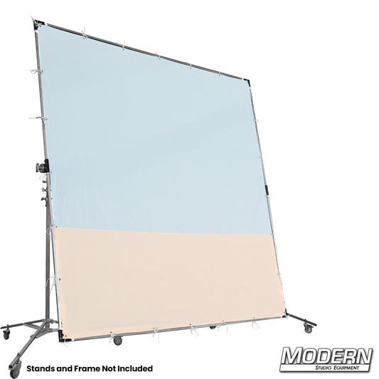 Natural Bounce Muslin Textile Combining Sky Blue and Unbleached Muslin for Soft Ambient Reflective Lighting Applications