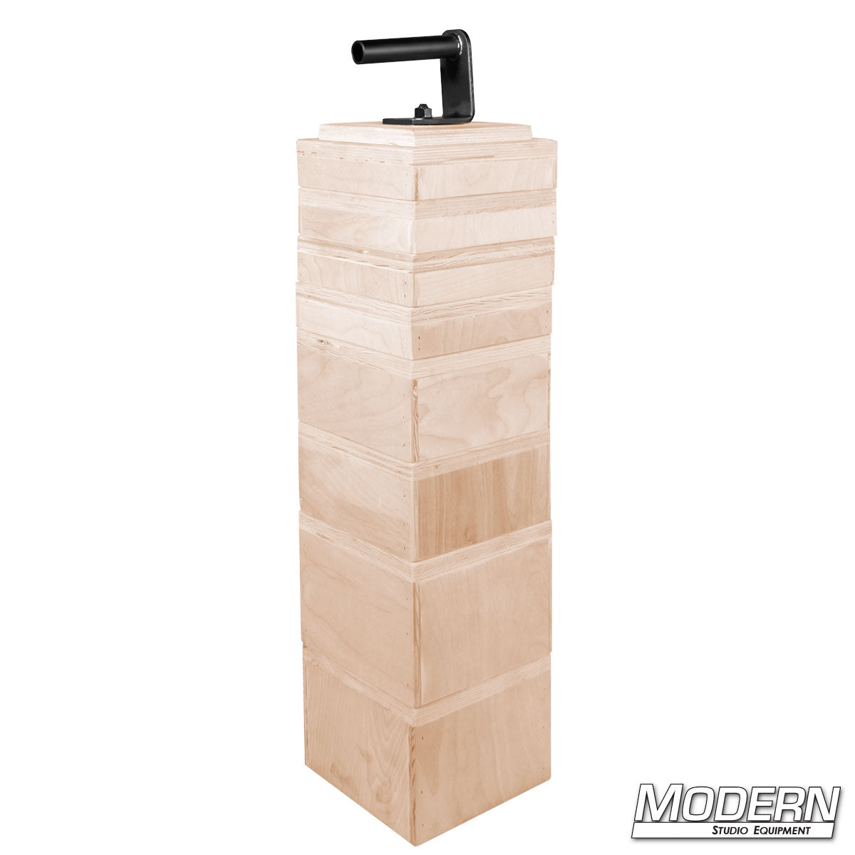 Set of wooden lock blocks with steel carrier and handle.