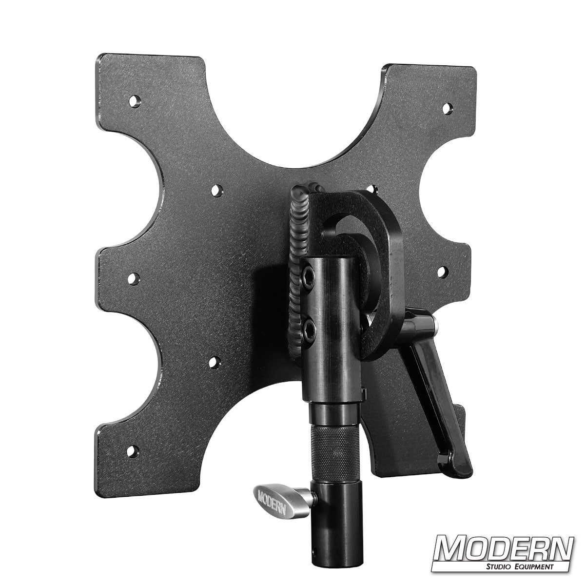 Super VESA 200 swivel monitor mount with 1-1/8 inch Junior pin and 5/8 inch Baby receiver for film, TV, broadcast, and studio production
