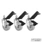 Set of three heavy-duty locking caster wheels with slip-on adapters for Combo Stands with 1-inch square legs, designed for professional film and studio lighting equipment.