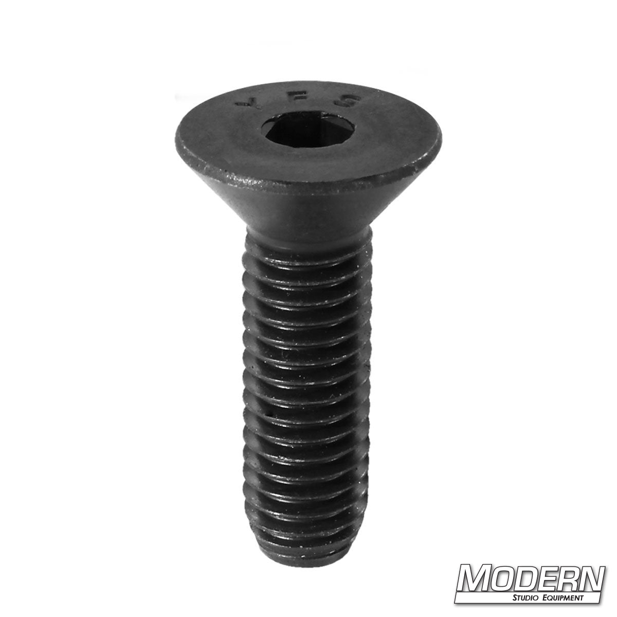 A black countersunk bolt designed for film set and grip equipment.
