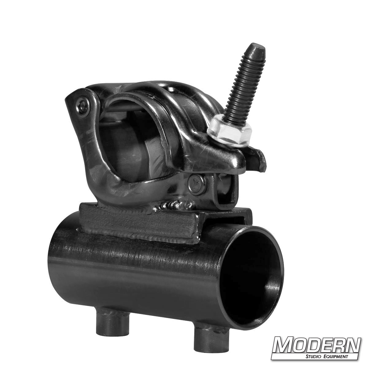 Grid Clamp with Horizontal 1-1/4 inch Speed-Rail® Receiver — professional grip hardware for film and TV production, designed for horizontal rigging and secure mounting of lights, pipes, and accessories | Modern Studio Equipment