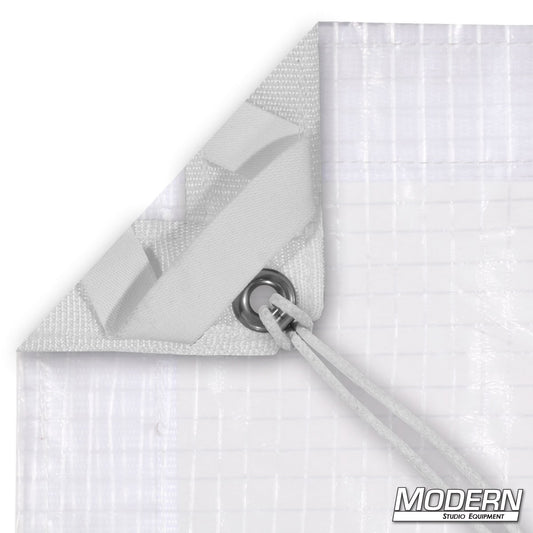 Clear Poly Bounce (Griffolyn) reflective lighting material for film and television – durable bounce fabric for diffusing and redirecting light on set.