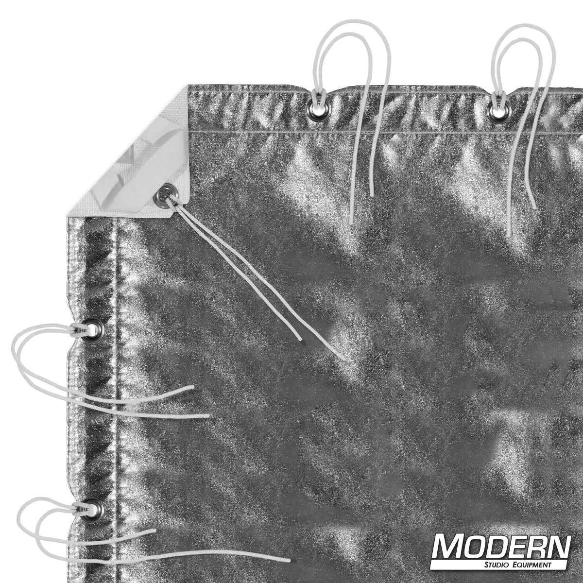 Silver/White Lame fabric for film and TV lighting – reflective textile for cool or neutral bounce, ideal for enhancing highlights and controlling contrast on set.