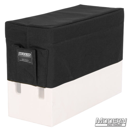 Horizontal apple box seat cover with pocket — black | Modern Studio Equipment